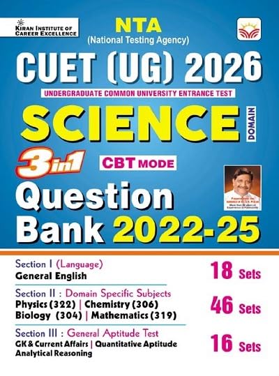 Kiran CUET UG 2026 Science 3 in 1 Question Bank General Test + Domain Specific Science + General Aptitude Test English Medium K 5839