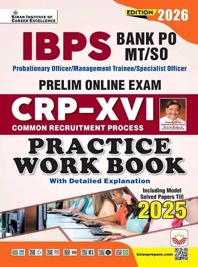 Kiran IBPS Bank PO Prelim Exam CRP XVI Practice Work Book 2026 Edition English Medium K 6109

