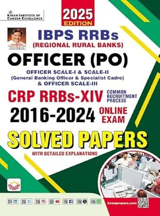 Kiran IBPS RRBs Officer PO 2025 CRP RRBs XIV Exam Solved Papers 2016-2024 English Medium