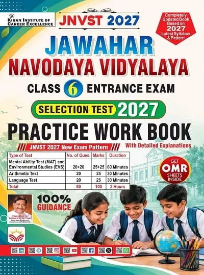 Kiran Jawahar Navodaya Vidyalaya Class 6 Selection Test 2027 EVS Included and Mental Ability and Arithmetic Based on New Pattern Practice Work Book English Medium K 6172