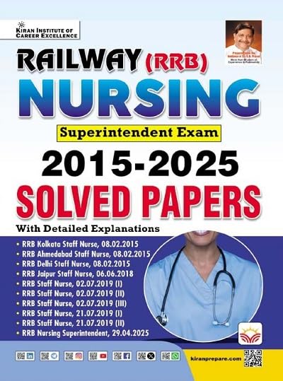 Kiran Railway RRB Nursing Superintendent 2026 Exam Previous Years Solved Papers 2015-2025 English Medium