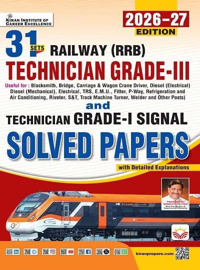 Kiran Railway Technician Grade 3 and 1 Signal Solved Papers 31 Sets 2026 Edition English Medium K 6072
