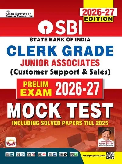 Kiran SBI Clerk Grade Mock Test Junior Associates Prelims Exam 2026 2027 Edition English Medium K 6178