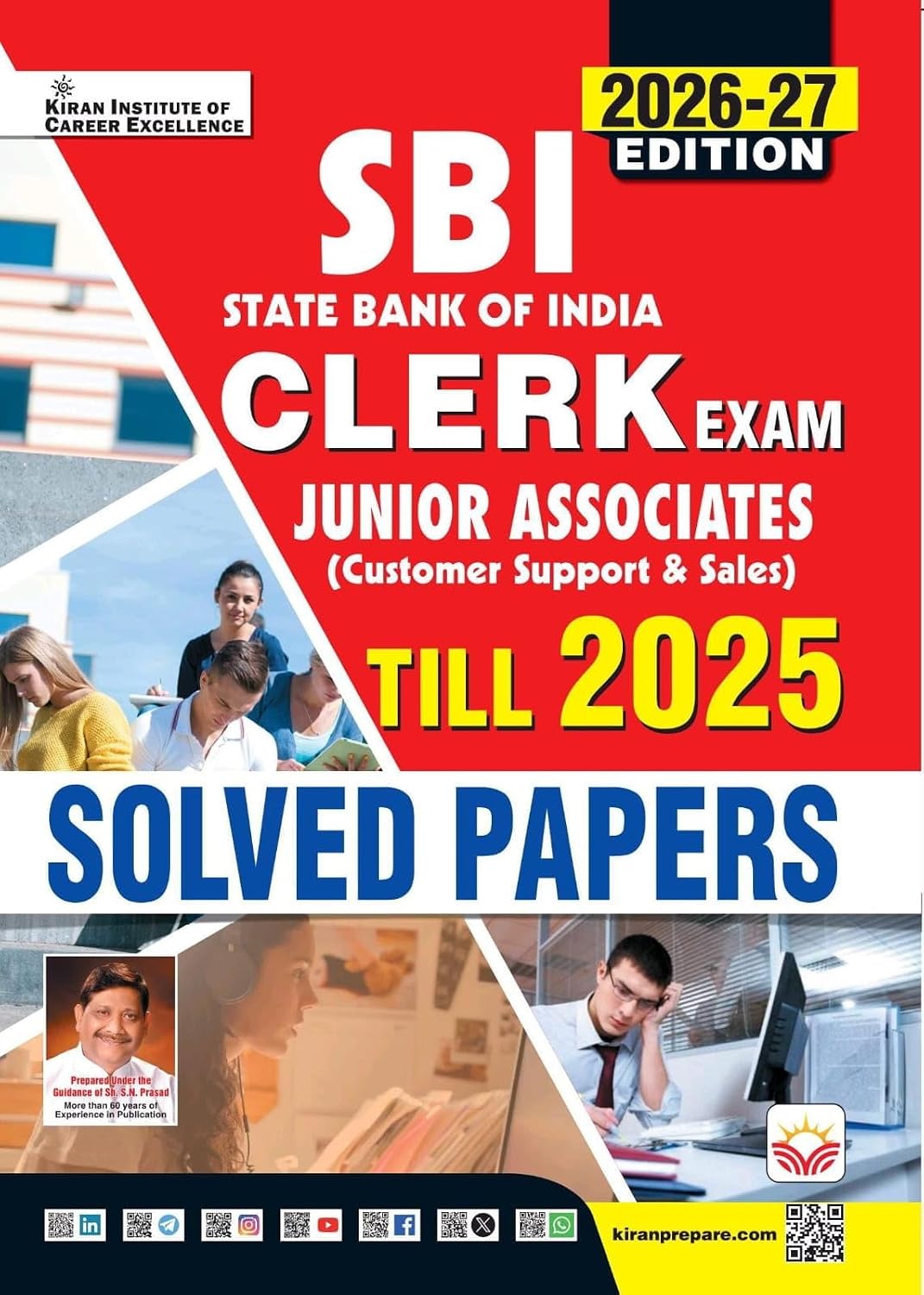 Kiran SBI Clerk Junior Associates Solved Papers PYQs 2026 2027 Edition English Medium K 6176