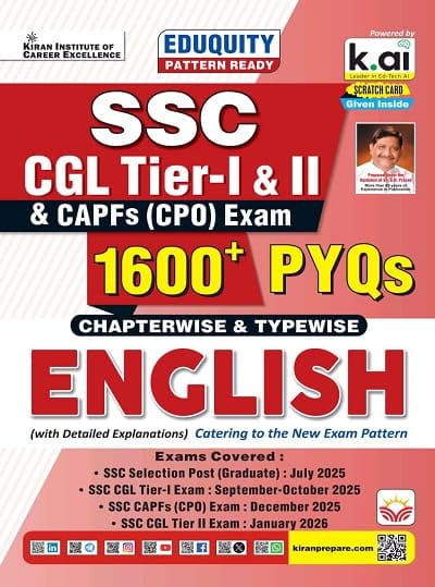 Kiran SSC CGL Tier 1 And Tier 2 And CPO English Language Chapterwise And Typewise 1600+ PYQs Only Eduquity Pattern Ready PYQs 2026 Edition
