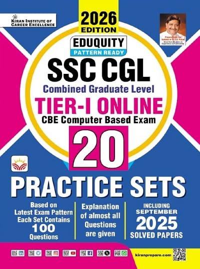  Kiran SSC CGL Tier 1 Online CBE 20 Practice Sets Eduquity Pattern Ready 2026 Edition English Medium K 5864
