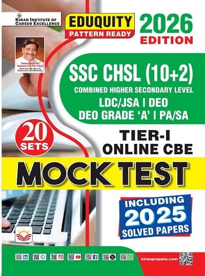 Kiran SSC CHSL 10+2 Tier-1 Exam 2026 Mock Test 20 Sets Including 2025 Solved Papers English Medium