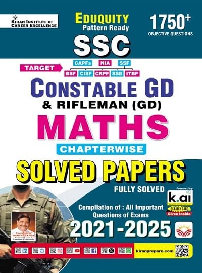 Kiran SSC Constable GD 2026 Maths Chapterwise Solved Papers 2021 to 2025 with 1700+ Objective Questions Eduquity Pattern Ready English Medium K 5785
