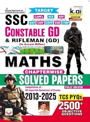 Kiran SSC Constable GD 2026 Maths Chapterwise Solved Papers Fully Solved 2013 to 2025 with TCS PYQs 2500+ Objective Questions English Medium