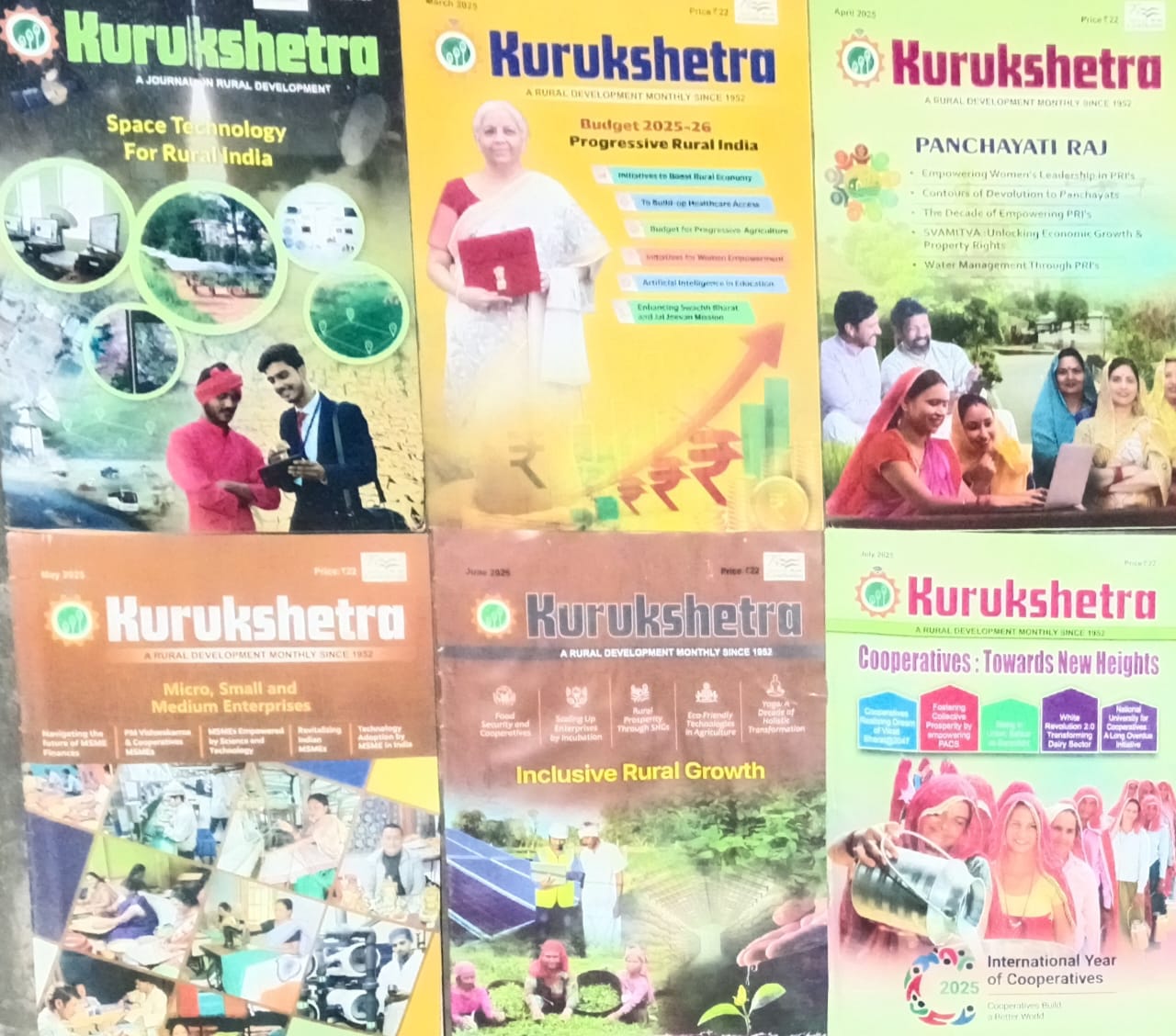 Kurukshetra January March April May June July 2025 English Combo Set of 6 Monthly Magazines
