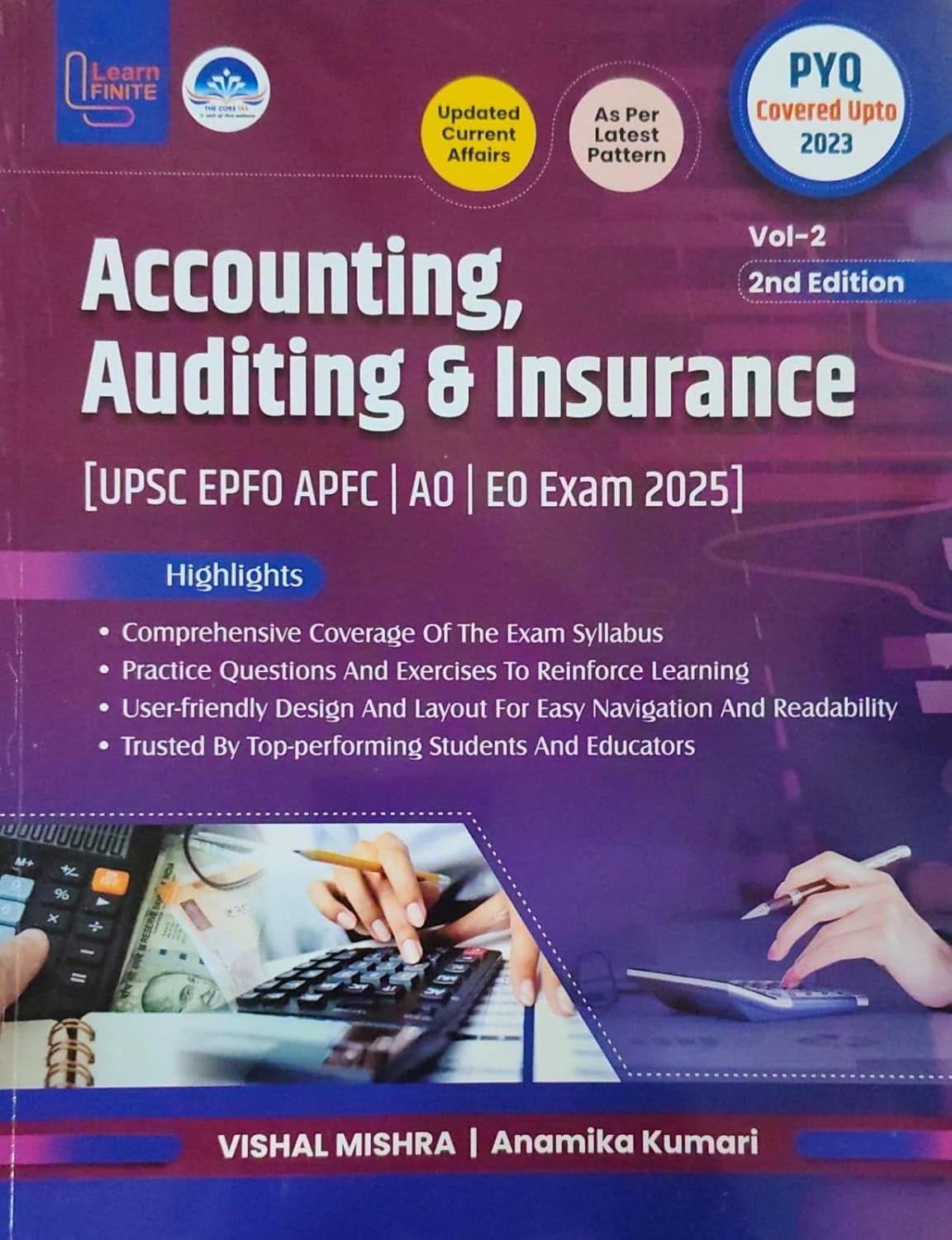 Learn Finite Accounting Auditing and Insurance Volume 2 English Medium 2nd Edition for UPSC EPFO APFC AO EO 2025 Exam By Vishal Mishra and Anamika Kumari