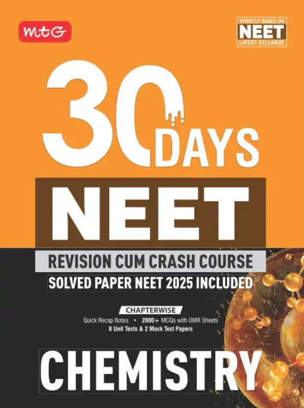  MTG 30 Days Crash Course Chemistry for NEET 2026 Exam Revision Cum Crash Course Includes Solved Paper NEET 2025