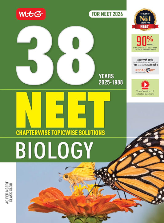  MTG 38 Years NEET Biology Previous Year Solved Question Papers PYQs Chapterwise Topicwise Solutions In English Medium For 2026 Exam