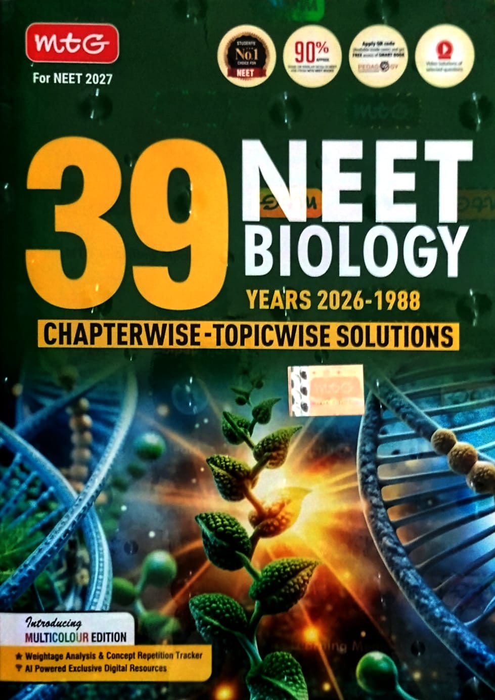 MTG 39 Years NEET Biology Previous Year Solved Question Papers 2026-1988 English Medium