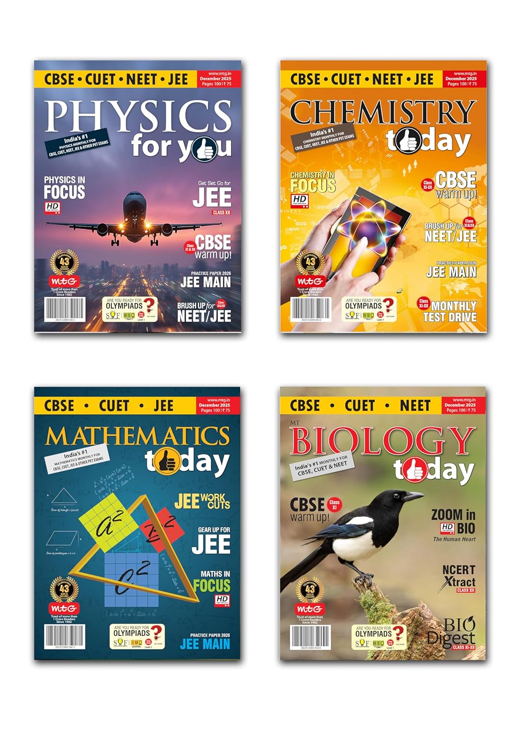 MTG Physics for You Chemistry Today Mathematics Today Biology Today English Monthly Magazine Subscription 2026