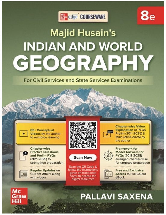 Mc Graw Hill Indian and World Geography Courseware on Majid Husain 8th Edition by Pallavi Saxena English Medium