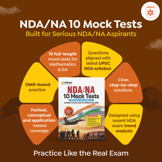 Arihant UPSC NDA NA 2026 10 Mock Tests Complete Practice Book for Mathematics General Ability Test GAT Latest Pattern Detailed Solutions Trend Analysis 2025-2022 And OMR Sheets With Free Khatu Shyam Sticker