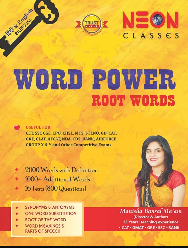 NEON Classes Word Power Root Words Book Hindi and English Medium By Manisha Bansal Maam For SSC and Other Exams