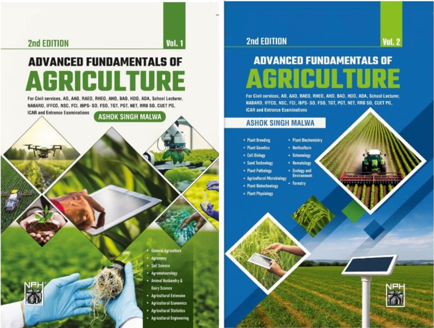 NPH Advanced Fundamentals of Agriculture Volume 1 and 2 English Medium 2nd Edition By Ashok Singh Malwa Set of 2 Books