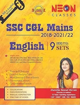 Neon Classes SSC CGL Mains English 1800 PYQs 2018-2021-2022 Bilingual 9 Sets By Manisha Bansal