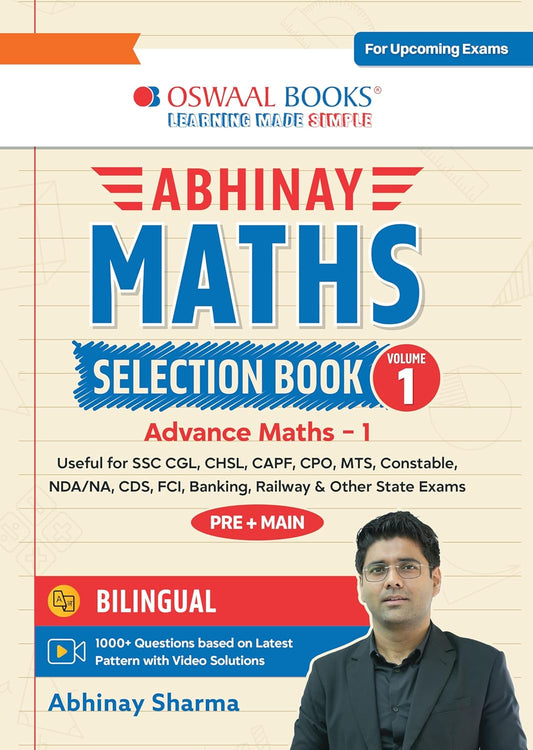 Oswaal Abhinay Maths Selection Book Vol 1 Bilingual Workbook for SSC CGL CHSL CAPF and All Govt Exams Concept Based Qs with Video Solutions Geometry Mensuration Coordinate Geometry For Latest Exam