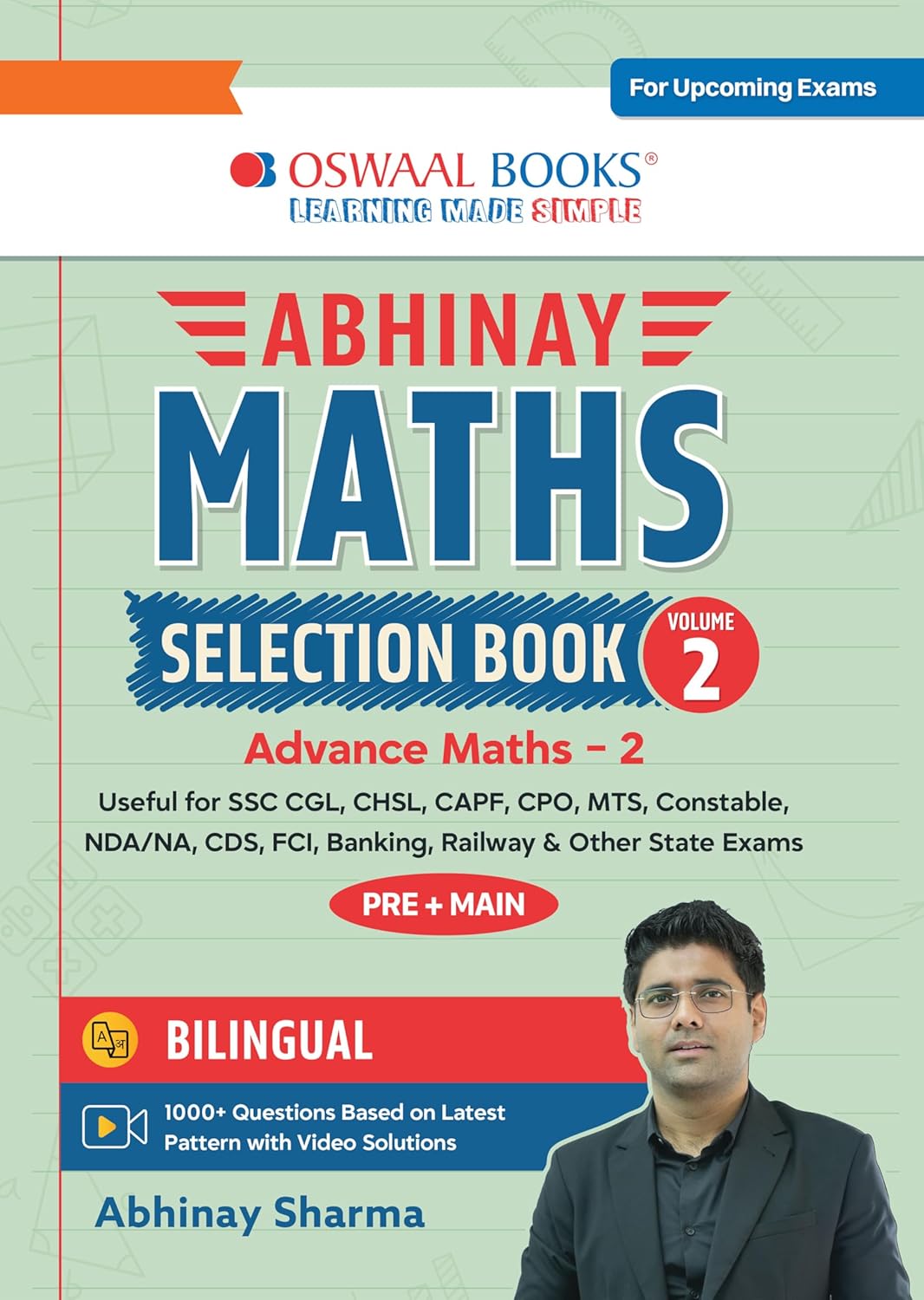 Oswaal Abhinay Maths Selection Book Vol 2 Bilingual for SSC CGL CHSL CAPF and All Govt Exams Concept Based Qs with Video Solutions Algebra Trigonometry Height and Distance For Latest Exam