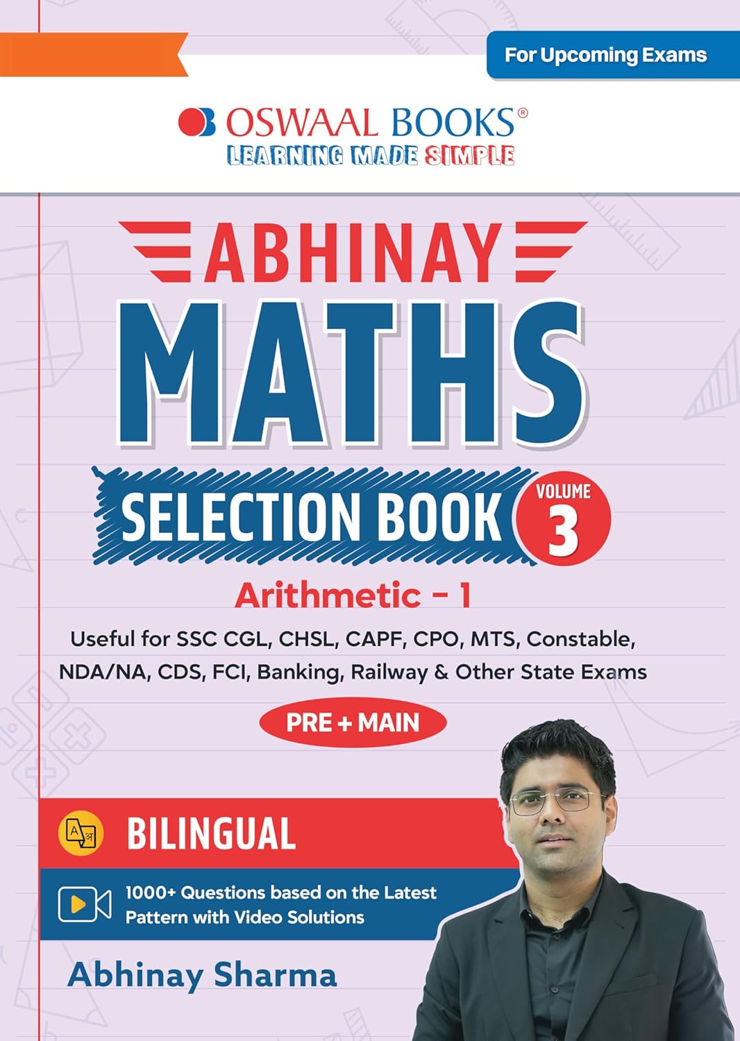 Oswaal Abhinay Maths Selection Book Vol 3 Bilingual Workbook for SSC CGL CHSL CAPF and All Govt Exams Concept Based Questions with Video Solutions Arithmetic Part 1 For Latest Exam