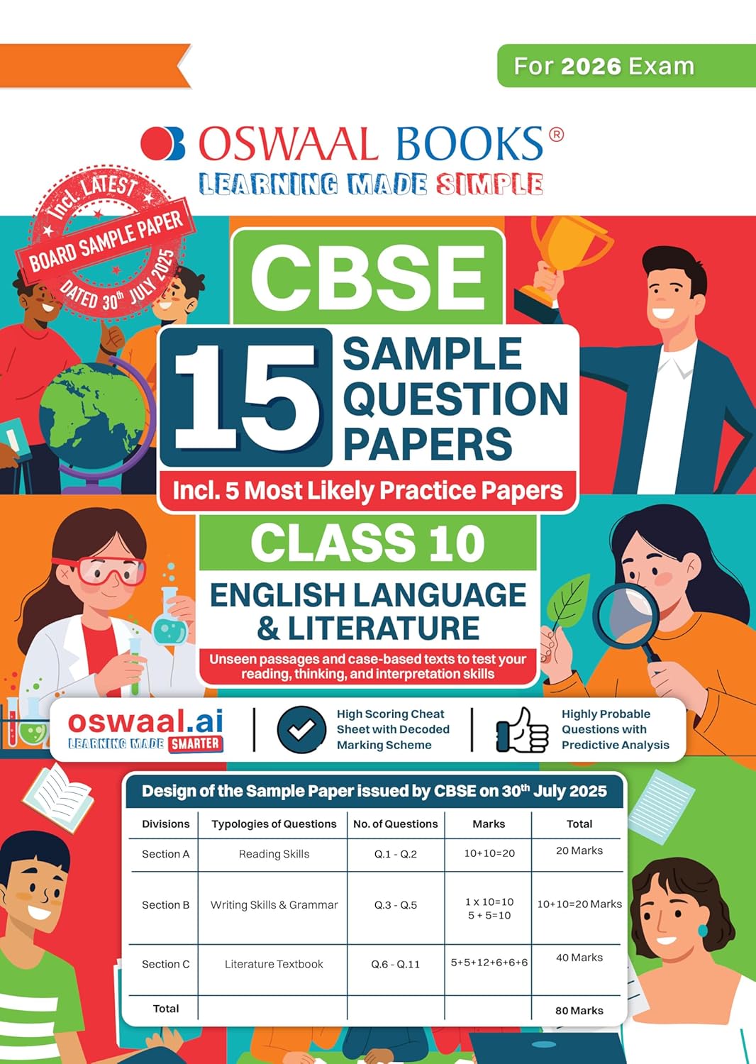 Oswaal CBSE 15 Sample Question Papers Class 10 English Language and Literature for 2026 Board Exam As per CBSE Sample Question Paper issued on 30 July 2025
