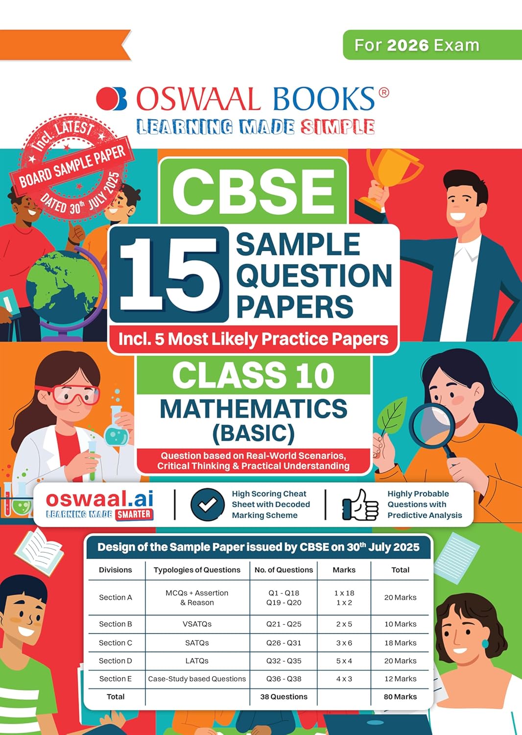 Oswaal CBSE 15 Sample Question Papers Class 10 Mathematics Basic for 2026 Board Exam As per CBSE Sample Question Paper issued on 30 July 2025 Recommended by 2025 CBSE Toppers
