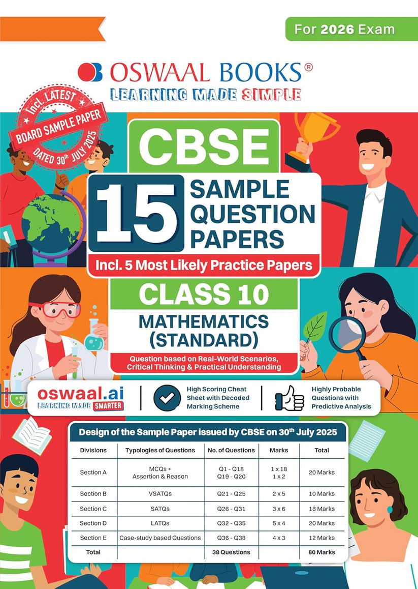 World Standard Question Paper Oswaal CBSE 15 Sample Question Papers Class 10 Mathematics Standard ...