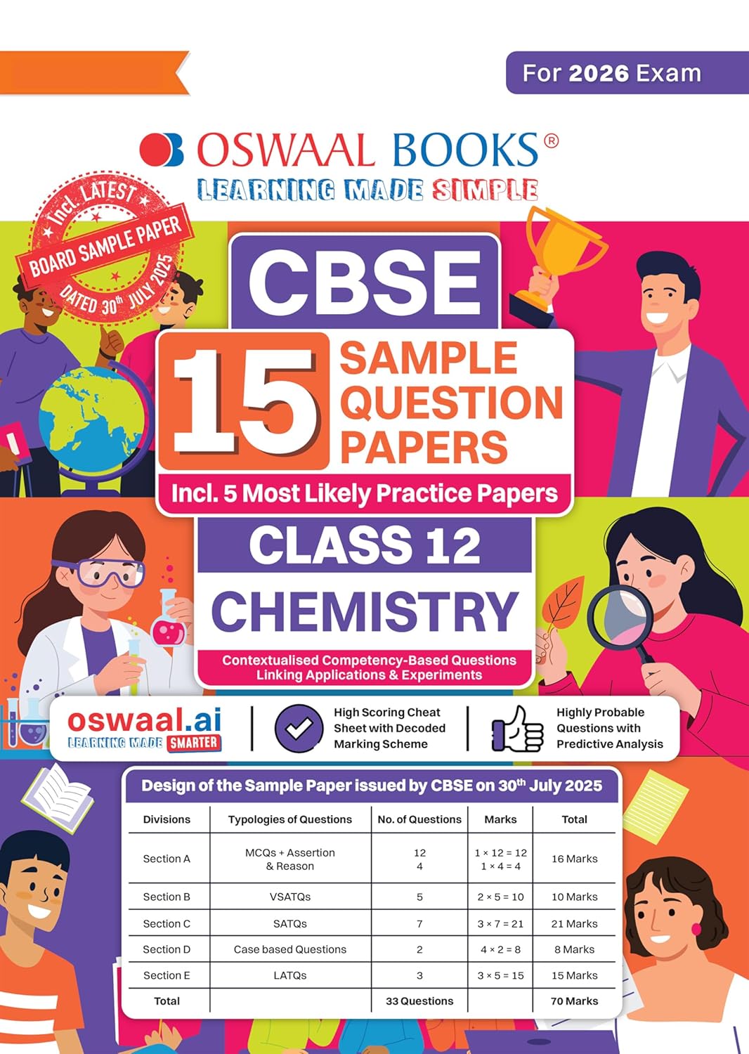 Oswaal CBSE 15 Sample Question Papers Class 12 Chemistry for 2026 Board Exam As per CBSE Sample Question Paper issued on 30 July 2025 with Chapter wise Highly Probable Questions