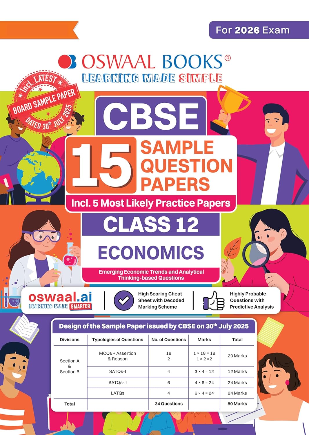 Oswaal CBSE 15 Sample Question Papers Class 12 Economics for 2026 Board Exam As per CBSE Sample Question Paper issued on 30 July 2025 with Chapter wise Highly Probable Question