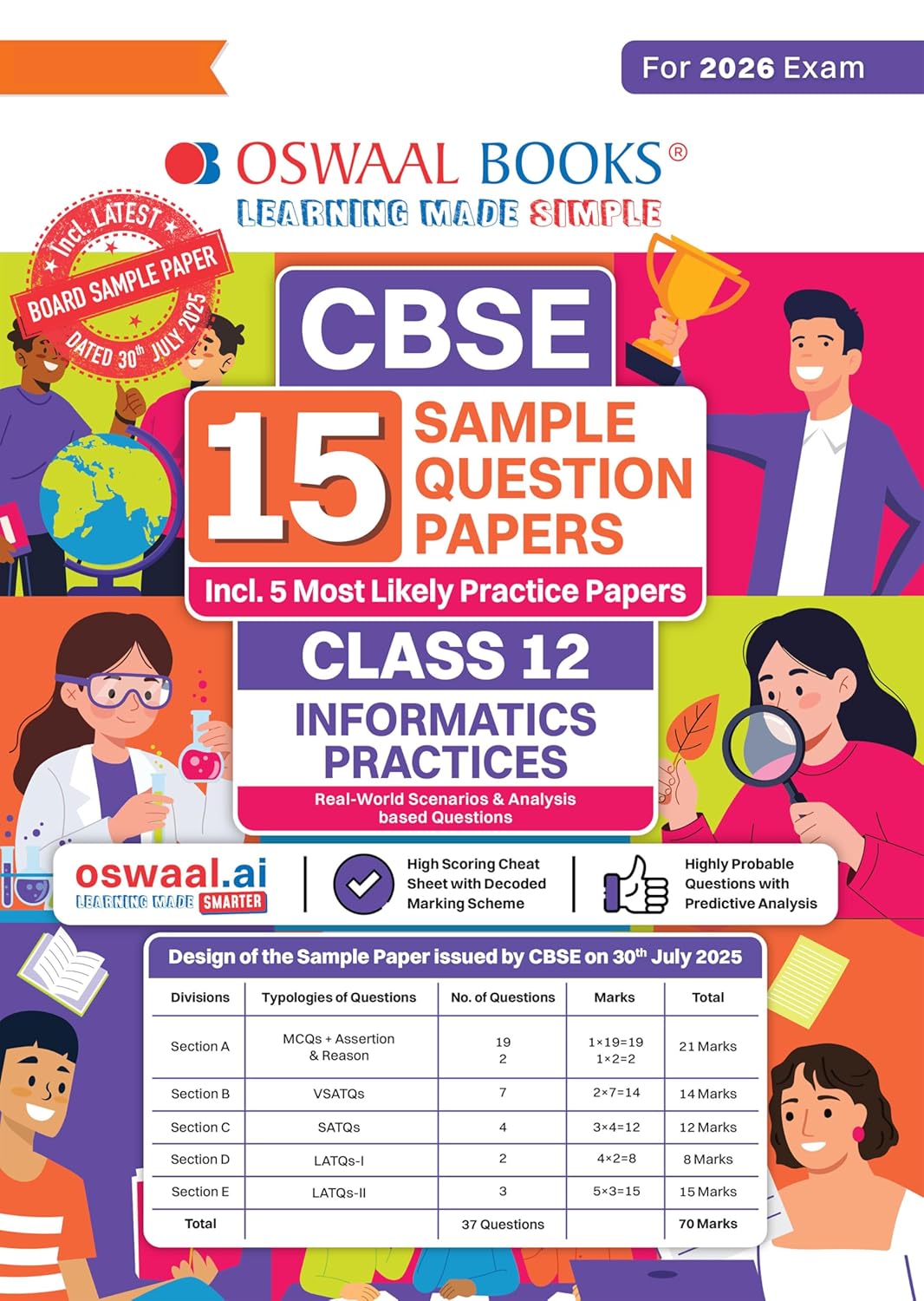 Oswaal CBSE 15 Sample Question Papers Class 12 Informatics Practices for 2026 Board Exam As per CBSE Sample Question Paper issued on 30 July 2025 Recommended by 2025 CBSE Toppers
