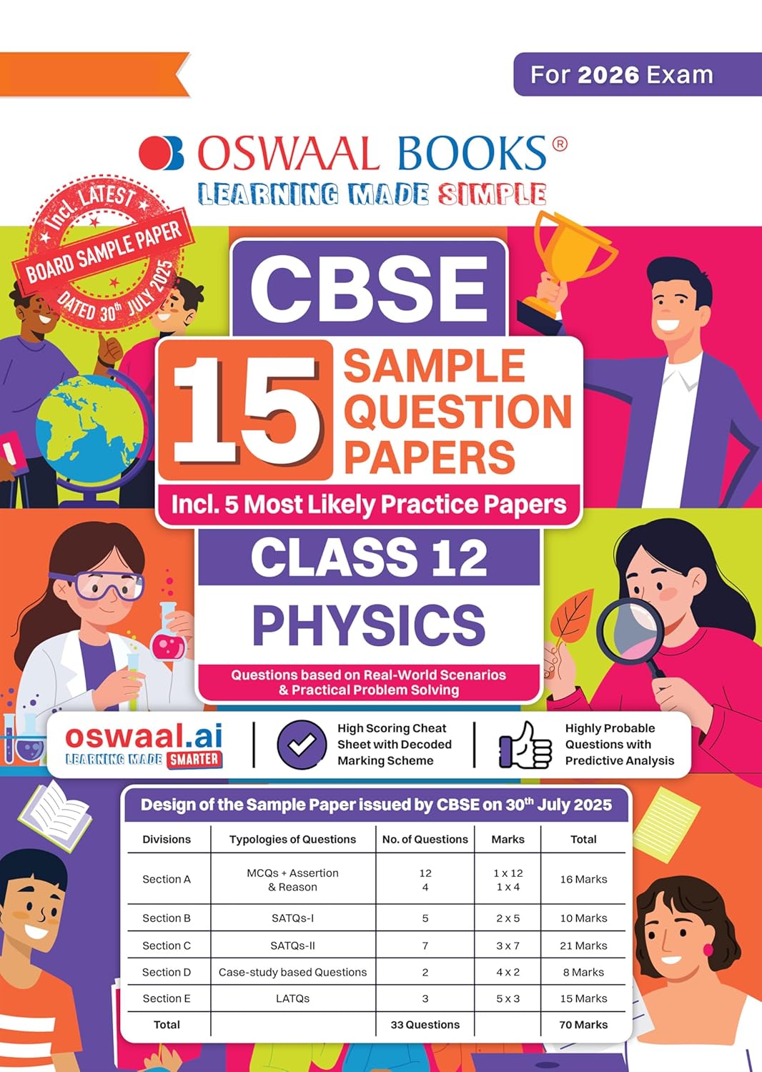 Oswaal CBSE 15 Sample Question Papers Class 12 Physics for 2026 Board Exam As per CBSE Sample Question Paper issued on 30 July 2025 with Chapter wise Highly Probable Questions