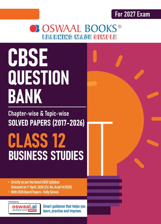 Oswaal CBSE Class 12 Business Studies Question Bank Chapter and Topicwise Solved Papers 2017 to 2026 Based on Latest Syllabus April 2026 Includes 2026 Papers For 2027 Exam