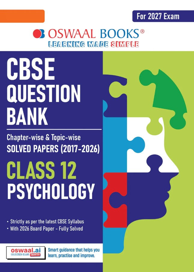 Oswaal CBSE Class 12 Psychology Question Bank Chapter and Topicwise Solved Papers 2017 to 2026 Based on Latest Syllabus April 2026 Includes 2026 Papers For 2027 Exam