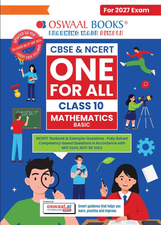 Oswaal CBSE and NCERT One for All Class 10 Mathematics Basic Based on Latest Syllabus April 2026 NCERT and Competency Based Questions For 2027 Exam With Oswaal AI