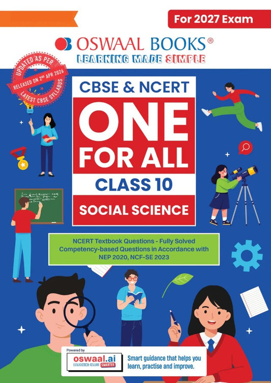  Oswaal CBSE and NCERT One for All Class 10 Social Science Based on Latest Syllabus April 2026 NCERT and Competency Based Questions For 2027 Exam With Oswaal AI