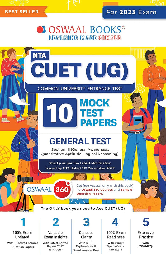 Oswaal NTA CUET UG 10 Mock Test Sample Question Papers General Test Quantitative Apptitude Logical Reasoning General Awareness For 2023 Exam
