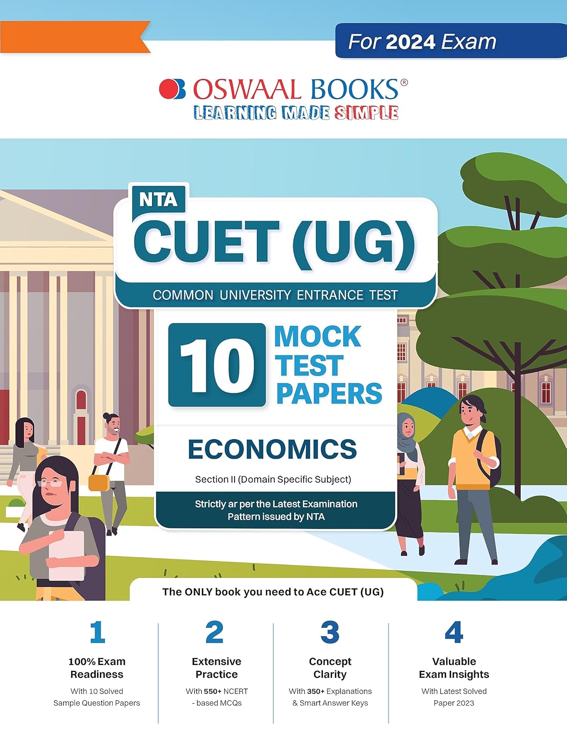 Oswaal NTA CUET UG 2024 Exam Economics 10 Practice Sets Section 2 Domain Specific Subject Book English Medium