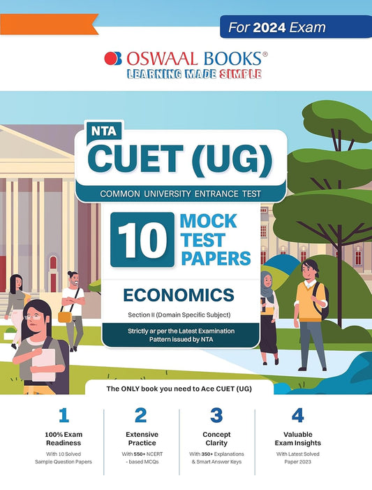Oswaal NTA CUET UG 2024 Exam Economics 10 Practice Sets Section 2 Domain Specific Subject Book English Medium