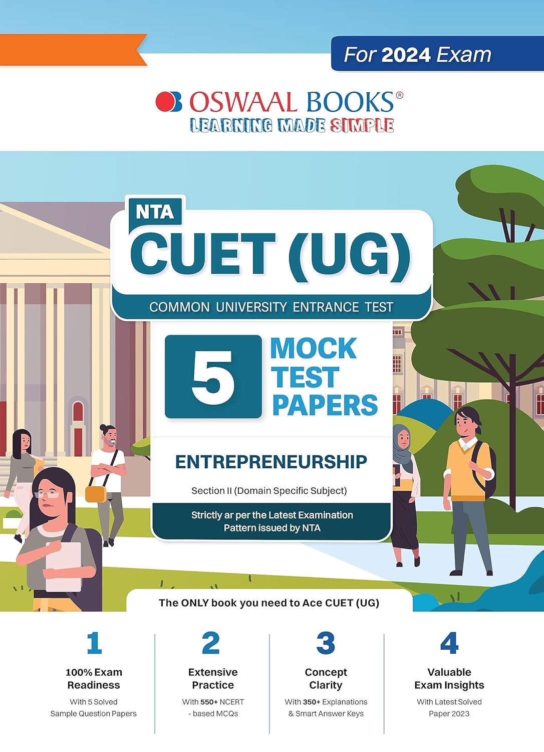Oswaal NTA CUET UG 2024 Exam Entrepreneurship 5 Practice Sets Section 2 Domain Specific Subject Book English Medium