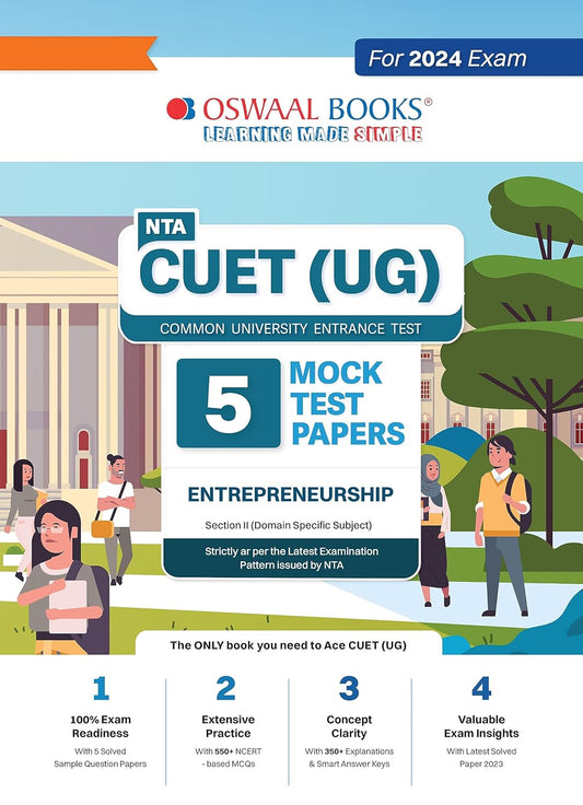 Oswaal NTA CUET UG 2024 Exam Entrepreneurship 5 Practice Sets Section 2 Domain Specific Subject Book English Medium