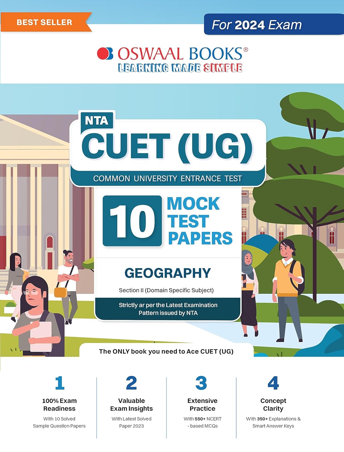 Oswaal NTA CUET UG 2024 Exam Geography 10 Practice Sets Section 2 Domain Specific Subject Book English Medium