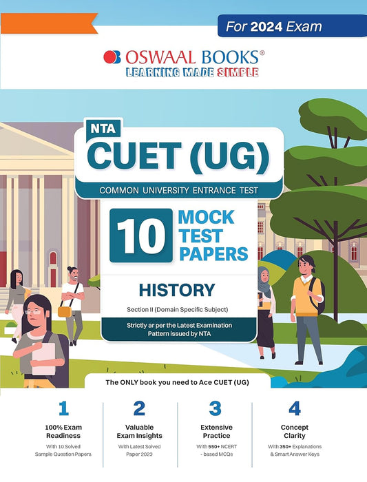 Oswaal NTA CUET UG 2024 Exam History 10 Practice Sets Section 2 Domain Specific Subject Book English Medium