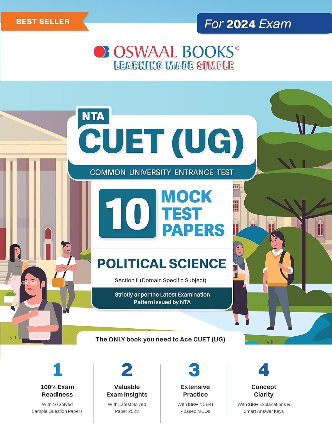 Oswaal NTA CUET UG 2024 Exam Political Science 10 Practice Sets Section 2 Domain Specific Subject Book English Medium