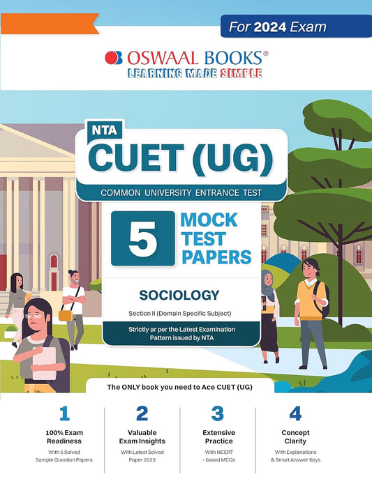 Oswaal NTA CUET UG 2024 Exam Sociology 5 Practice Sets Section 2 Domain Specific Subject Book English Medium