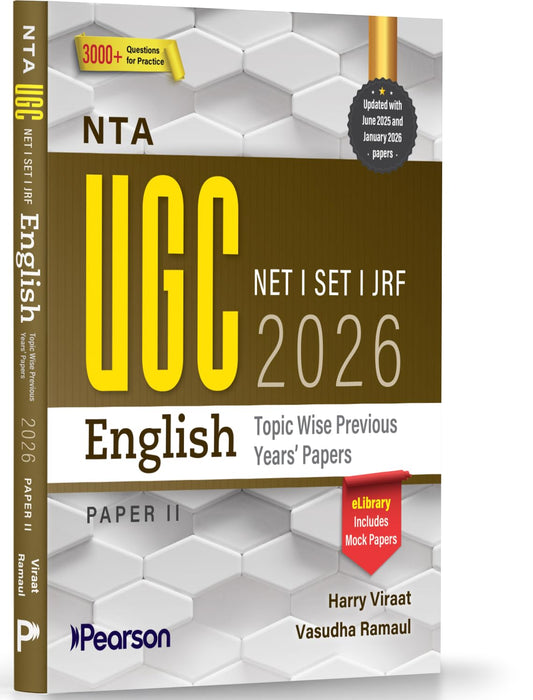 Pearson NTA UGC NET English Paper 2 Previous Years Papers For NET SET JRF Solved 2004 to 2026 PYQs Topic and Author-wise Literary Theory Criticism and Mock Tests UGC Preparation Series 2026