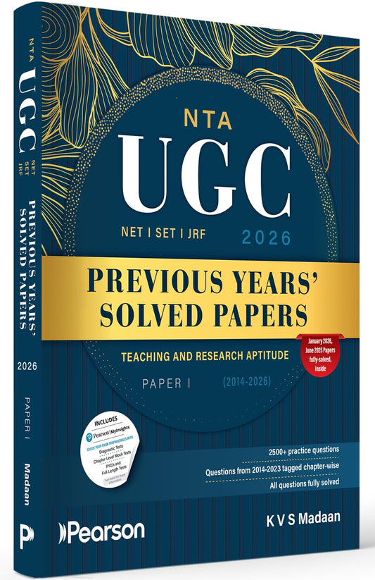 Pearson NTA UGC NET SET JRF 2026 Paper 1 Previous Years Solved Papers 2014 to 2026 Teaching and Research Aptitude January 2026 and June 2025 Solved paper