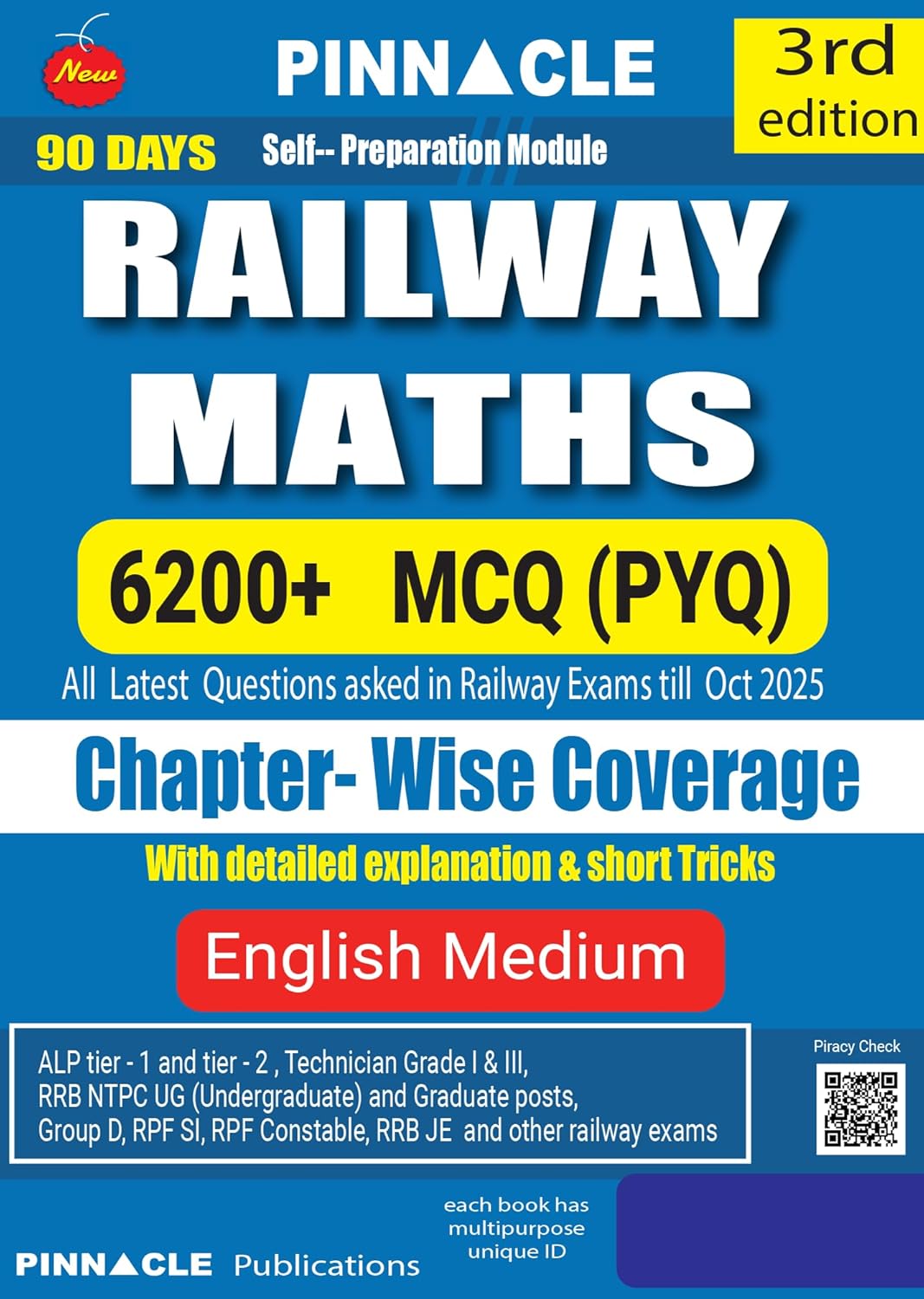 Pinnacle Railway Maths Book 2026 6200+ MCQ Previous Year Questions Covers All RRB Exams Chapterwise Practice with Detailed Explanations & Short Tricks till Oct 2025 3rd Edition